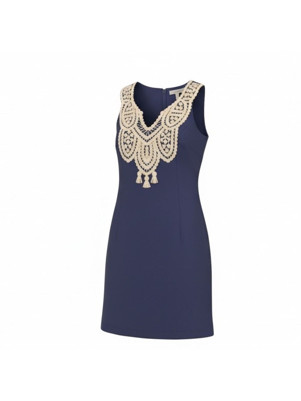 Lilly Pulitzer True Navy Gold Shimmer Embroidered Shift Dress 2 EUC - Picture 2 of 9